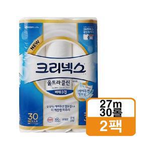 크리넥스 울트라클린 화장지 휴지 3겹 27m 30롤 2팩