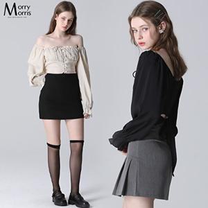 [리스트][모리모리스(Morry Morris)] 스퀘어넥 레이스 셔링 블라우스
