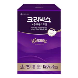 크리넥스 보습 에센스 로션 곽티슈 미용티슈 150매 x6개