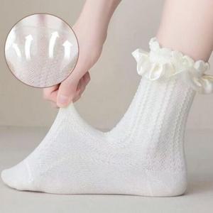 여성 주니어 학생 봄 가을 예쁜 발목 레이스 양말