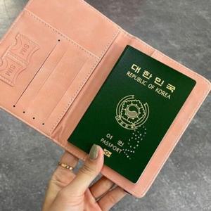 RFID차단 밴드형 디테일 구성 여권 지갑 케이스 핑크