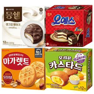 몽쉘 크림408g(1개)+오예스360g(1개)+마가렛트352g(1개)+카스타드230g(1개) /총4개