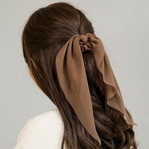 롱리본 곱창밴드(브라운) 쉬폰 스크런치