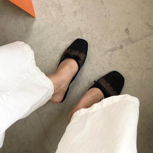 시스루 망사 리본 뮬슬리퍼 메쉬뮬 슬리퍼샌들 1cm