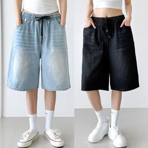 [베이직데일리] 311 청 반바지 허리밴딩 워싱 심플 베이직 5부 데님팬츠 데일리 남녀공용 빅사이즈까지