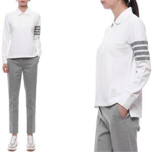 [톰브라운](마산점) 25SS 여성 사선 스트라이프 폴로 긴팔티셔츠 (FJP053G 07976 100 25S)