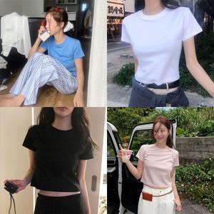 [모코블링]드라이 세미크롭 티셔츠 반팔티 기본티 세미크롭티 이너티