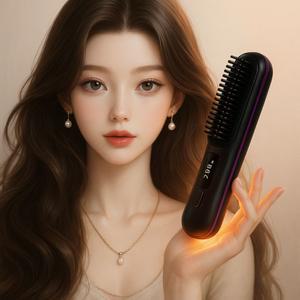 영클로버 무선 헤어 스타일 고데기 3단계 온도조절 빗고데기