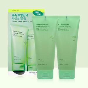 라운드어라운드 컴포트 그린티 약산성 클렌징 젤 폼 200ml 더블 기획 세트 (AD)
