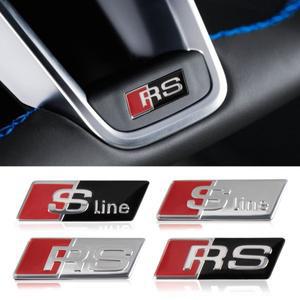 합금 자동차 스티어링 휠 스티커 엠블럼 아우디 Sline RS A4 A3 A5 A6 A7 A8 Q3 Q5 Q7 Q8 B5 B6 B7 B8 B9 8