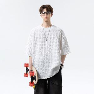 남자반팔라운드티 캐주얼 티셔츠 빅사이즈 입체셔링 반팔 티 ible2