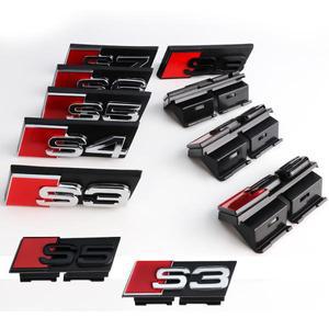 3D ABS S3 S4 S5 S6 S7 그릴 배지 엠블럼 자동차 크롬 블랙 프론트 장식 아우디 로고 ACcrssos