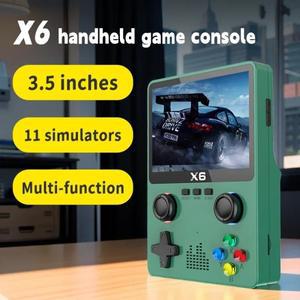 X6 레트로 휴대용 콘솔 SFC GBC GBA 핸들 연결 미니 아케이드 3.5 인치 화면 지지대 64G 20000 + 게임 2 인