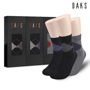 [롯데백화점]닥스 신사양말 3족 선물세트 면스판 단목 아가일 19361