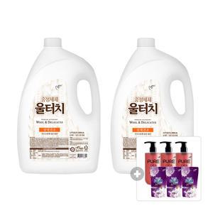 피죤 울터치 중성세제, 4L, 2개 + 증정(22퓨어 시카 핸드솝 애플밤, 300ml, 3개 + 고농축피죤 시그니처 미스틱레인, 300ml, 3개)
