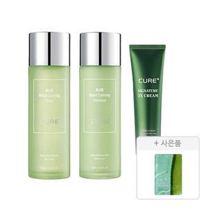 김정문알로에 모이스트 시그니처 3x 기획(카밍 토너130ml, 1개+카밍 에멀젼130ml, 1개+시그니처 3x크림 50ml, 1개) +증정( 알로에 슬라이스 젤리 마스크, 1매)