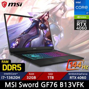 MSI Sword GF76 B13VFK/RAM 32GB/SSD 1TB/WIN11/ +마우스증정