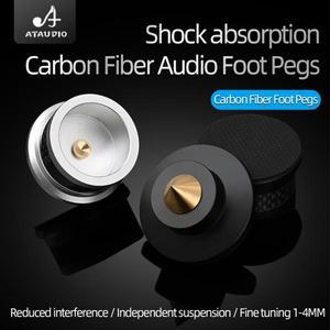 ATAUDIO 하이파이 스피커 스파이크 절연 스탠드, 탄소 섬유 알루미늄 합금 댐핑 금속 발 패드, 조절 가능한