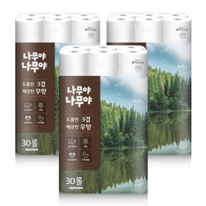 가성비 굳 잘풀리는 집 나무야나무야 도톰한 3겹 순수 27m 30롤 3팩