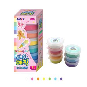 아이들 무지개 스노우 클레이 7색 1p 점토 컬러 색깔 아트 유아 촉감 놀이 만들기
