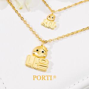 [뽀르띠] 순금 24K 3.75g 뱀띠 뱀 왕관 이름목걸이
