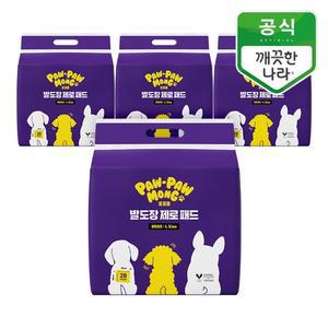 포포몽 발도장 제로패드 반려동물 배변패드 대형 20매 4개 +  펫티슈 장갑형 1개