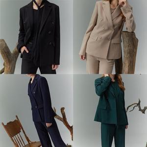 끌레르바이브 클래식더블버튼수트셋업(자켓+팬츠+블라우스+벨트)세트 4종