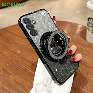 그라디언트 글리터 브래킷 소프트 케이스, 갤럭시 S24 S25 울트라 S21 S22 S23 플러스 FE A52 A55 맥세이프 거치대 커버