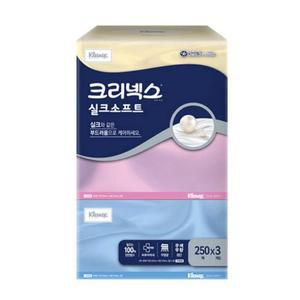 [유한킴벌리] 유한킴벌리 크리넥스 실크소프트 250매 3입