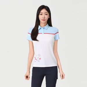 [엘르골프](본사) [엘르골프] 여성 칼라 배색 포인트  티셔츠_6G45207