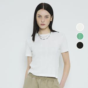 [롯데백화점]버커루 여성 골지 슬림핏 라운드 반팔 티셔츠 B242TS650P