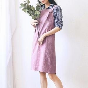 원피스 끈매듭 멜빵 앞치마 바리스타 리넨앞치마