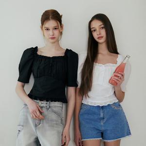[롯데백화점]에고이스트 [BLUE LABEL] 스퀘어넥 러플 볼륨 블라우스 (ER2OBL03)