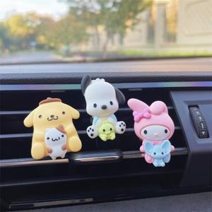 방향제 차량용 Kawaii Sanrio Kuromi 자동차 공기 청정기 귀여운 Cinnamoroll 멜로디 Pochacco 조정 가능한