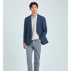 [청량감의 세련된 자켓2종] 글렌체크 린넨 혼방 피그먼트 워싱 자켓BUX