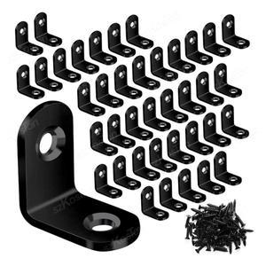 10~50PCS 블랙 스테인레스 스틸 L 모양의 브래킷 DIY 목재 가구 캐비닛에 대 한 나사와 90도 직각 코너