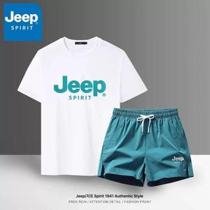 JEEP 여름 스포츠 남성 운동복 트레이닝 조거 팬츠 반팔 티셔츠