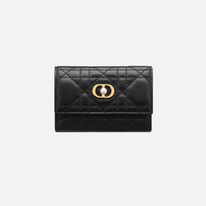 디올 (국내백화점 풀세트) Dior Jolie Glycine 지갑 카드지갑 반지갑 여성 블랙 가죽 S3102UNJB_M900