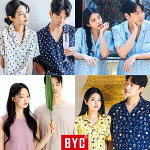[BYC] 여름 잠옷 세트 커플 쿨 인견 냉감 냉장고 모달 반팔 파자마 홈웨어 바지 봄 남자 여성 빅사이즈 110
