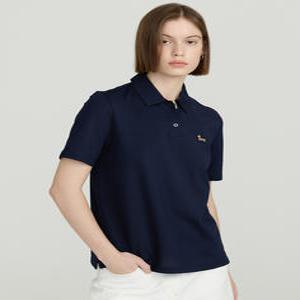 닥스 여성 25SS [D- 네이비 닥스훈트 로고 자수 면혼방 반팔 카라티셔츠 DLTS5B291N2