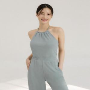 와이드핏 튜브탑 요가복 오픈숄더 점프수트
