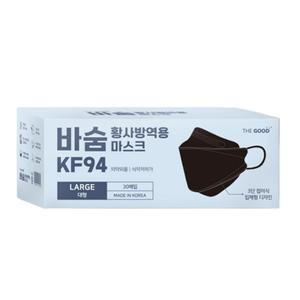 [기타][120매] KF94 더조은 바숨 마스크 대형 보건용 블랙 검은색 검정 국산