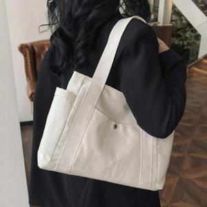 [라일리] Rly 캔버스 포켓 에코백 무지 지퍼 튼튼한 빅 쇼퍼백 가방