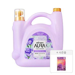 아우라 초고농축 섬유유연제 화이트릴리 5.5L, 1개+증정(생화캡슐 리필 자스민머스크 680ml, 1개)