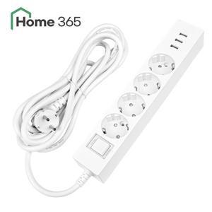 홈365 국산 USB 멀티탭 과부하차단 4구 5m / 고속충전 3포트