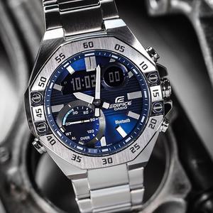 [CASIO] EDIFICE 에얄오크 ECB-10D-2A 실버블루 메탈 남성 손목시계