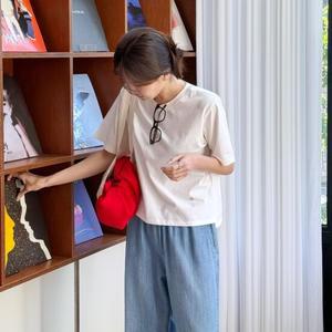 [메이블루] 소프트 크롭언발 반팔티