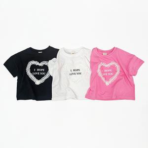 프릴반팔티 여름 유아 아동 반팔 티셔츠 키즈 여아 면티 라운드넥 레이스 등원복 하나비