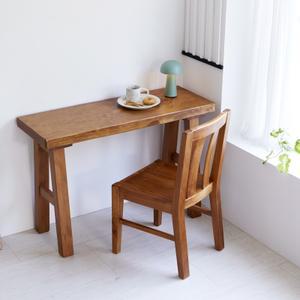 해찬솔 통원목 폭좁은 다용도 원목테이블 1200TR w400/우드슬랩/책상/사이드/창가테이블/통원목다리