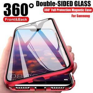 새로운 360 갤럭시 S25 S24 S23 S22 울트라 S21 S20 FE S9 S10 참고 20 플러스 A72 양면 유리 뒷면에 대한 자기 케이스를 보호